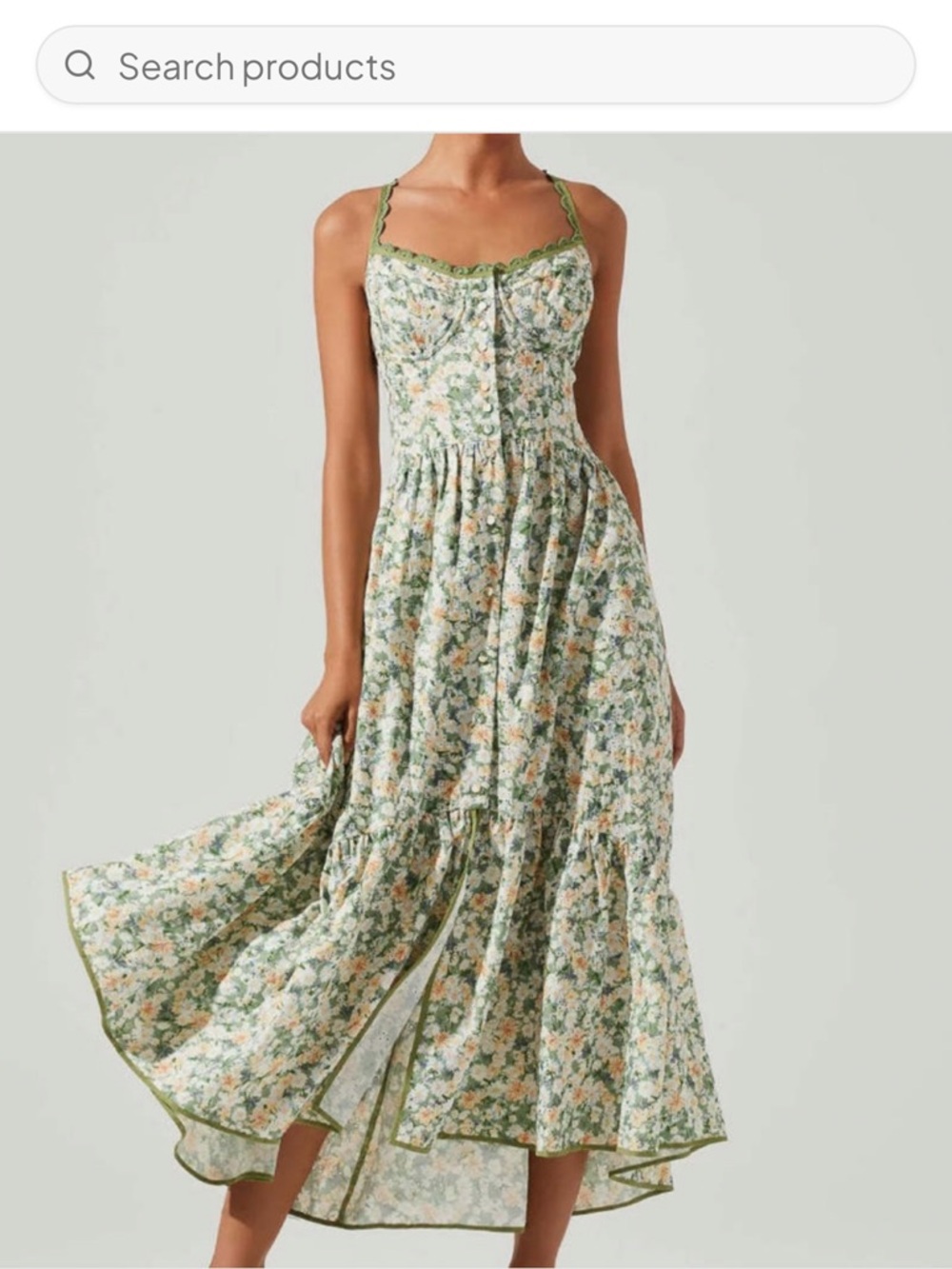 Astr the Label Yamila Green floral midi dress